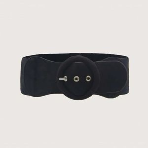 Round Shaped Buckle Elastic Panel Belt
